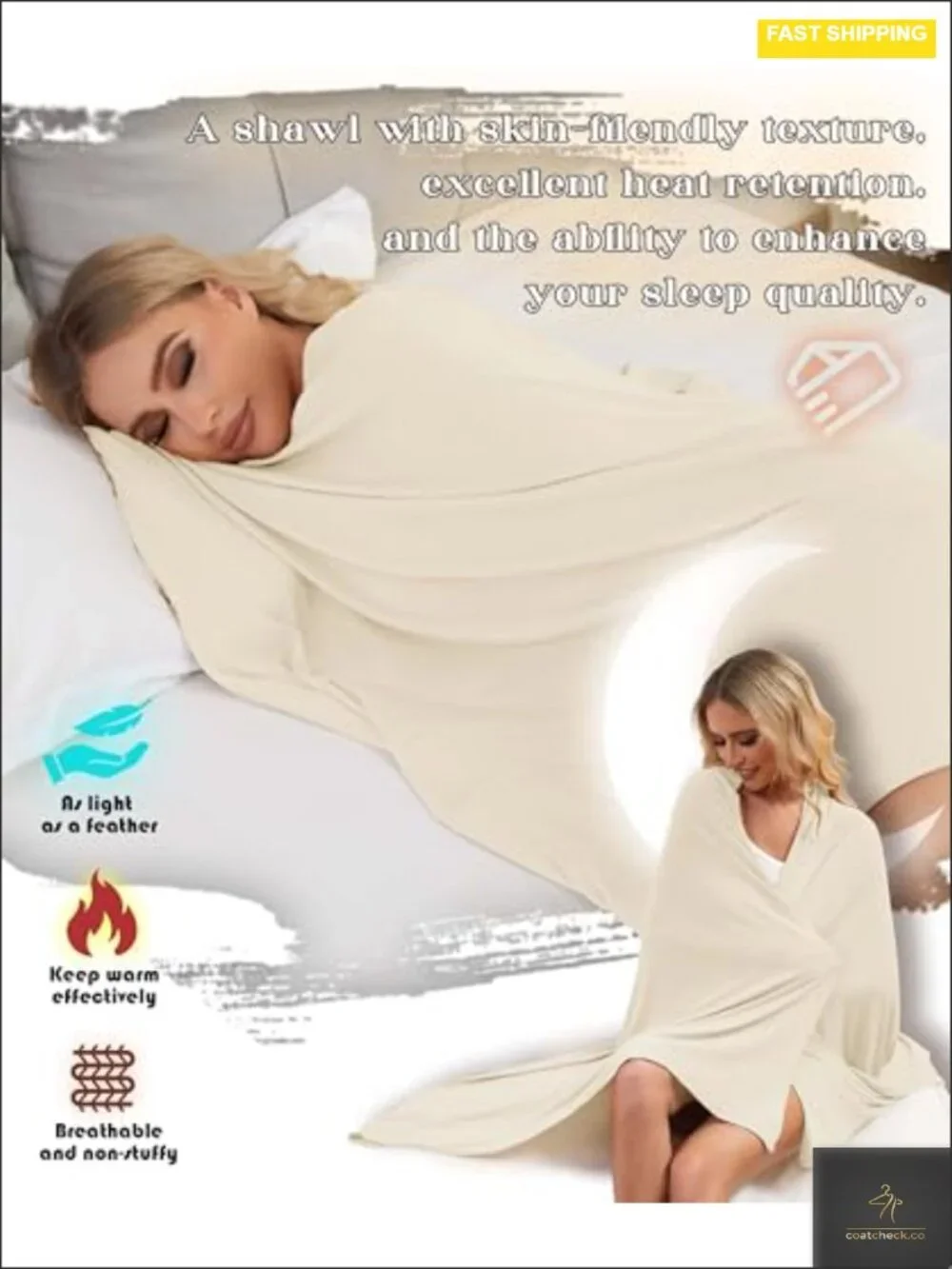 Tencel Cashmere Shawl Wrap - Pashmina Stole Travel Scarf Blanket UPF 50+